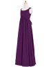 Scoop Neck Purple Pleated Chiffon Long Junior Bridesmaid Dress